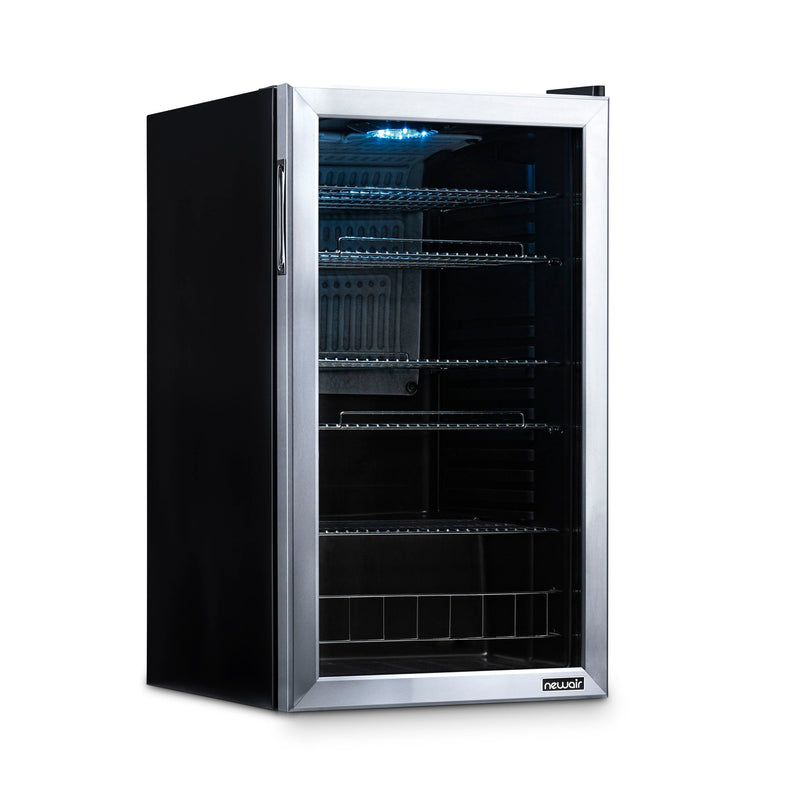 Newair 126 Can Freestanding Beverage Fridge in Stainless Steel with Adjustable Shelves (AB-1200)