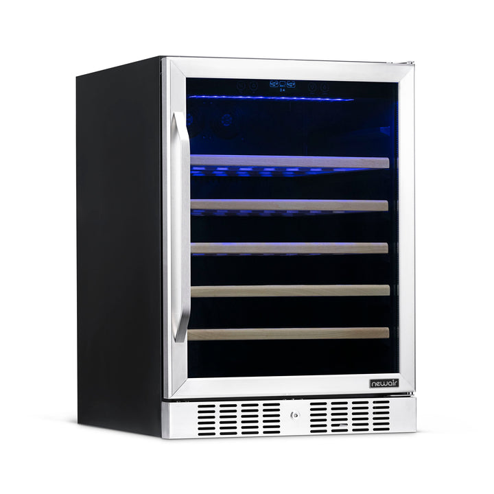 Newair 24" Built-In 52 Bottle Compressor Wine Fridge in Stainless Steel with Premium Beech Wood Shelves (AWR-520SB)