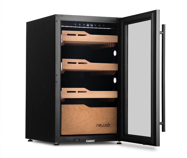 Newair 840 Count Electric Cigar Humidor, Built-in Humidification System with Opti-Temp™ Heating and Cooling Function, Precision Temperature, LED Lighting, and Peek-In™ Spanish Cedar Drawers