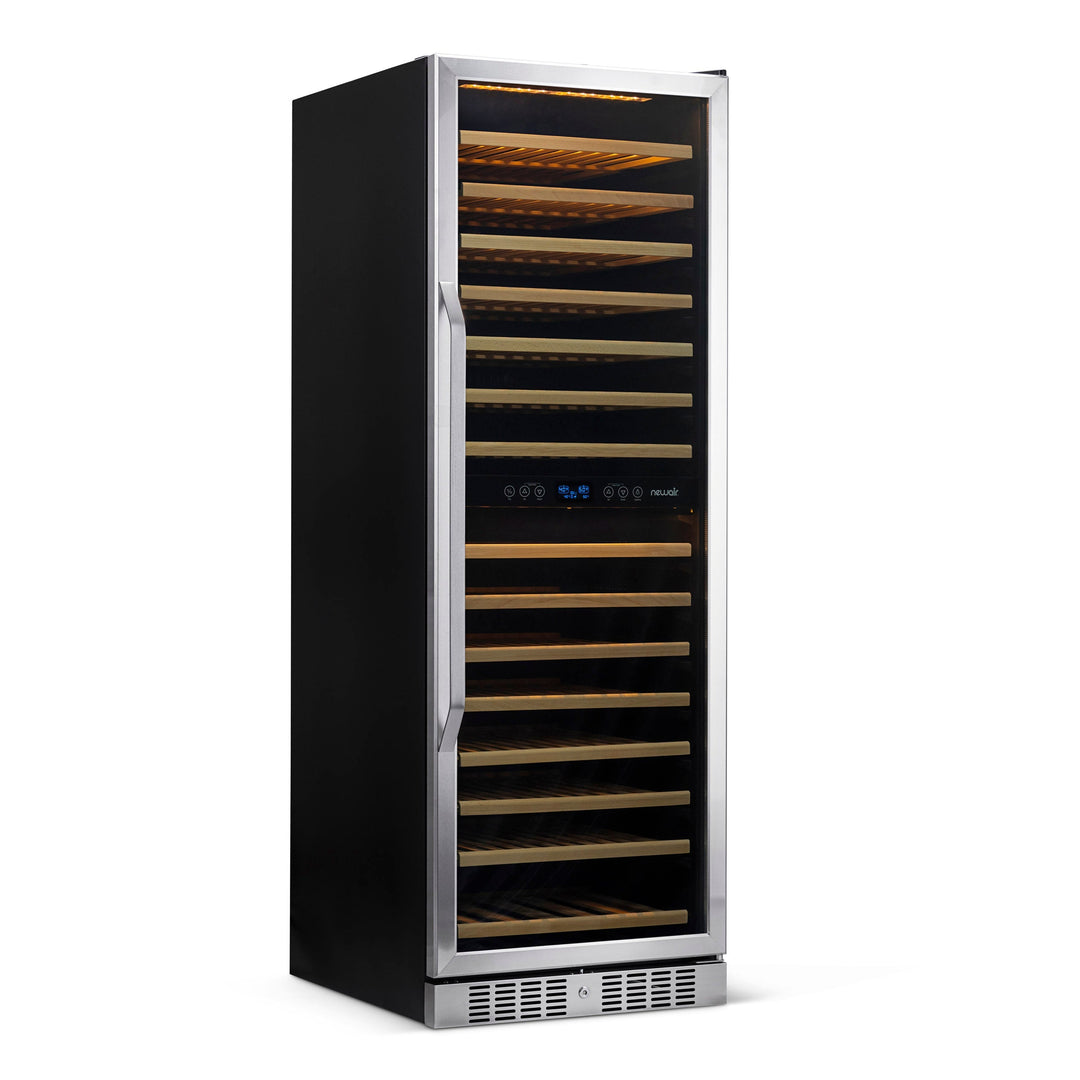 Newair 27” Built-in 160 Bottle Dual Zone Compressor Wine Fridge in Stainless Steel, Quiet Operation with Smooth Rolling Shelves (AWR-1600DB)