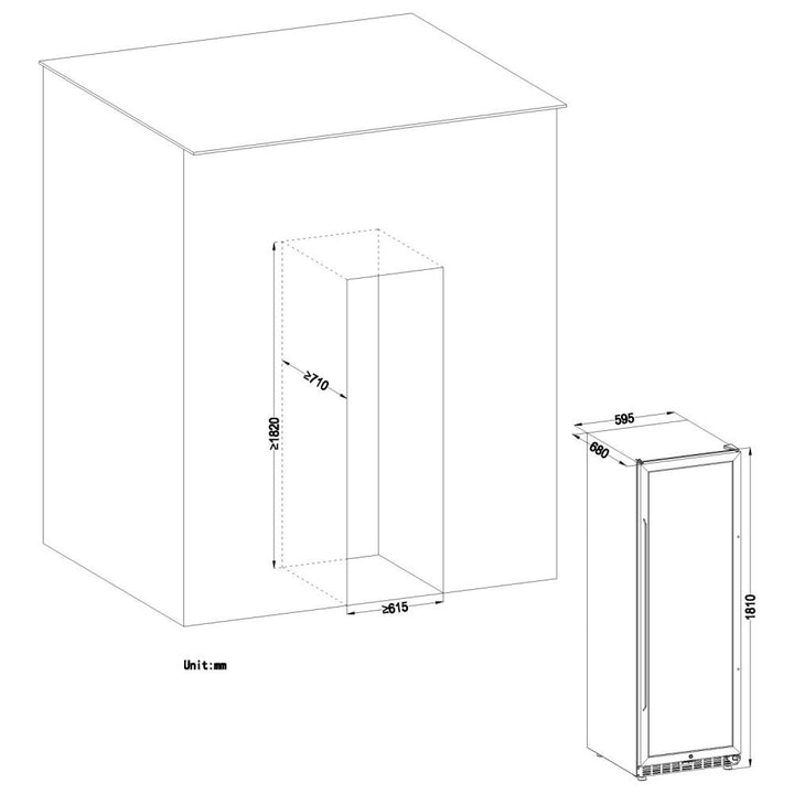 Lanbo LW177S Single Zone (Built In or Freestanding) Compressor Wine Cooler - 171 Bottle Capacity