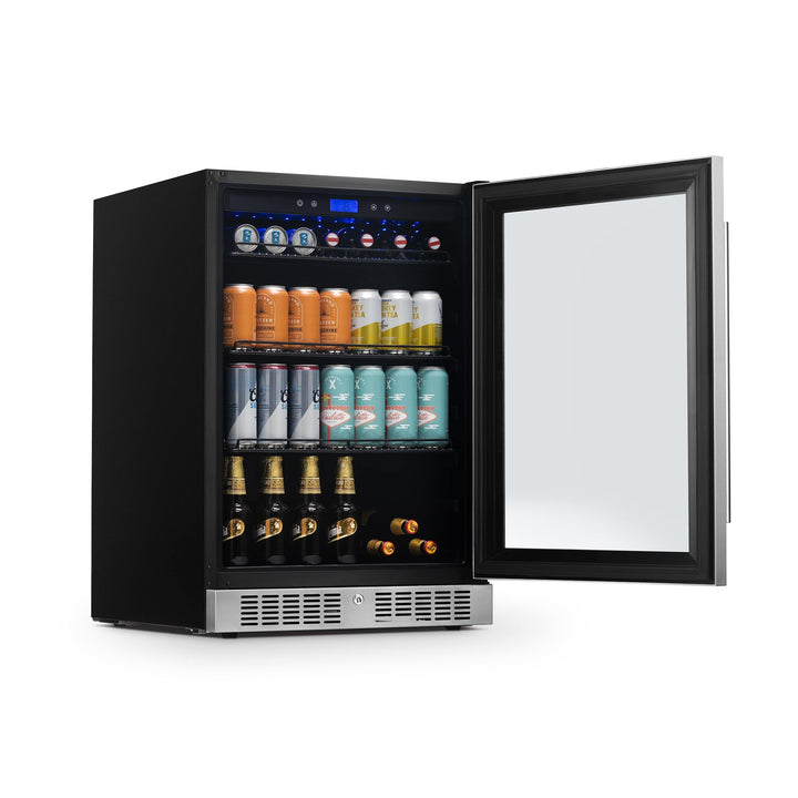 Newair 24” Built-in Premium 224 Can Beverage Fridge with Color Changing LED Lights (NBC224SS00)