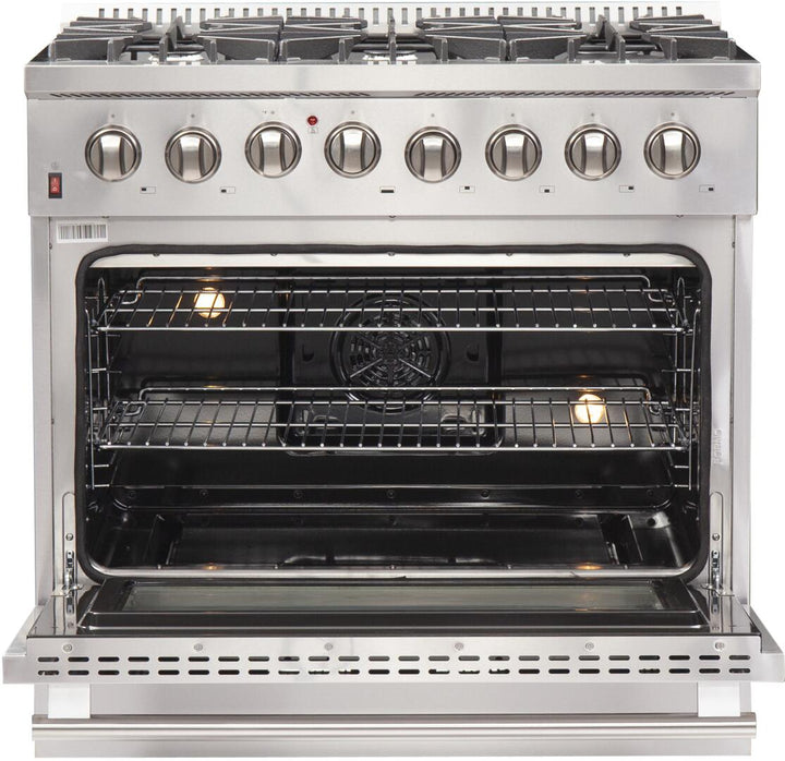 Forno 36″ Galiano Gas Burner / Electric Oven in Stainless Steel 6 Italian Burners, FFSGS6156-36