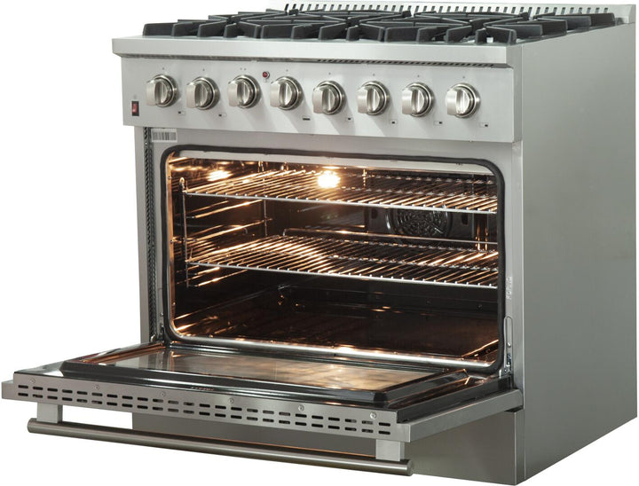 Forno 36″ Galiano Gas Burner / Electric Oven in Stainless Steel 6 Italian Burners, FFSGS6156-36