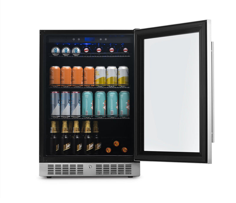 Newair 24” Built-in Premium 224 Can Beverage Fridge with Color Changing LED Lights (NBC224SS00)