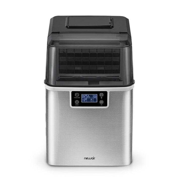 Newair Countertop Clear Ice Maker, 45 lbs. of Ice a Day with FrozenFallTM Technology, Custom Ice Thickness Settings, 1-Gallon Water Bottle Dispenser, 24-Hour Timer, Automatic Self-Cleaning Function, BPA-Free Parts and Oversized Ice Viewing Window