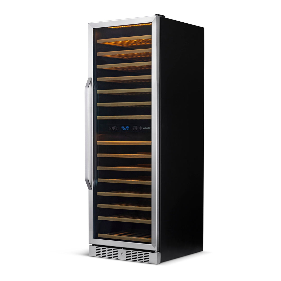 Newair 27” Built-in 160 Bottle Dual Zone Compressor Wine Fridge in Stainless Steel, Quiet Operation with Smooth Rolling Shelves (AWR-1600DB)