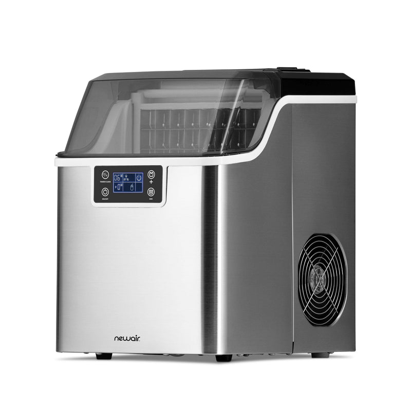Newair Countertop Clear Ice Maker, 45 lbs. of Ice a Day with FrozenFallTM Technology, Custom Ice Thickness Settings, 1-Gallon Water Bottle Dispenser, 24-Hour Timer, Automatic Self-Cleaning Function, BPA-Free Parts and Oversized Ice Viewing Window