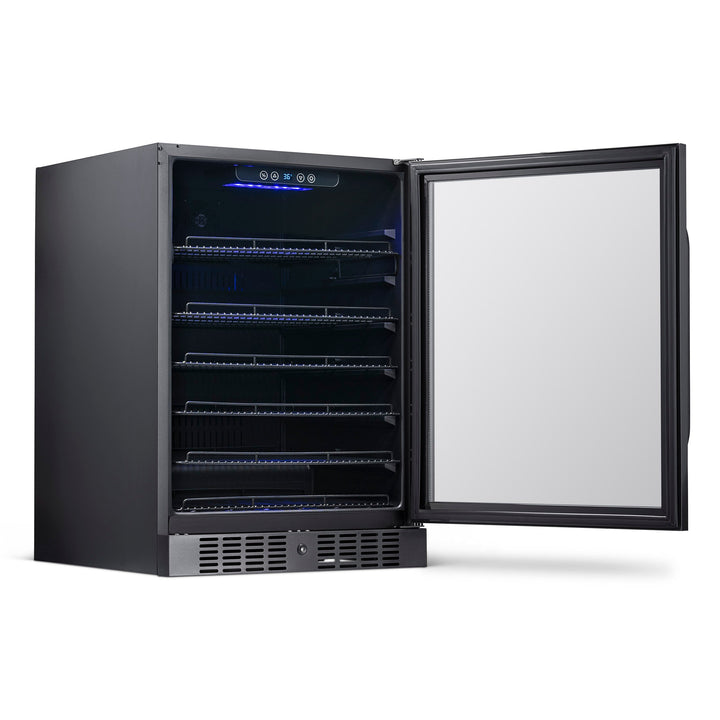 Newair 24” Built-in 177 Can Beverage Fridge in Black Stainless Steel (NBC177BS00)