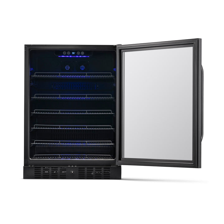 Newair 24” Built-in 177 Can Beverage Fridge in Black Stainless Steel (NBC177BS00)