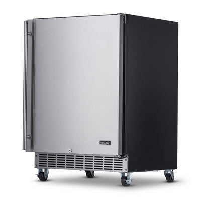 Newair 24” Built-in 160 Can Outdoor Beverage Fridge in Weatherproof Stainless Steel with Auto-Closing Door and Easy Glide Casters (NOF160SS00)