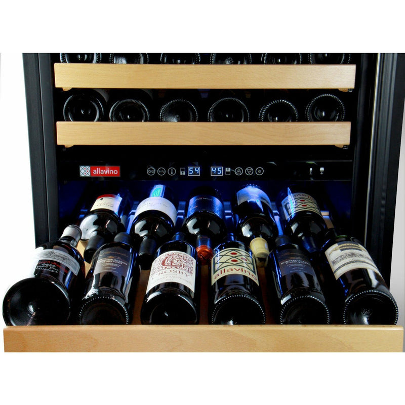 Allavino YHWR172-2SR20 24" Wide FlexCount Classic II Tru-Vino 172 Bottle Dual Zone Stainless Steel Right Hinge Wine Refrigerator