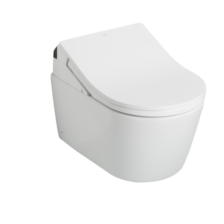 TOTO RP D-Shape 0.9 gpf & 1.28 gpf Auto Flush Wall-Hung Toilet with Washlet in Cotton White