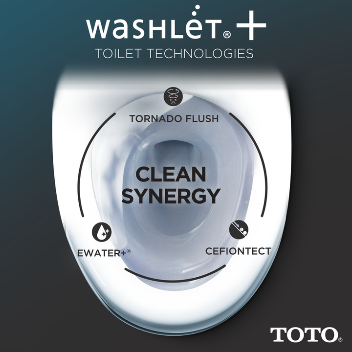 TOTO RP D-Shape 0.9 gpf & 1.28 gpf Auto Flush Wall-Hung Toilet with Washlet in Cotton White