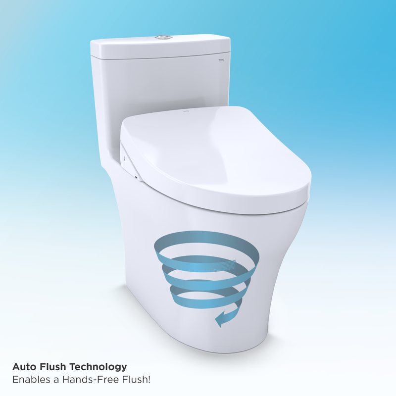 TOTO RP D-Shape 0.9 gpf & 1.28 gpf Auto Flush Wall-Hung Toilet with Washlet in Cotton White