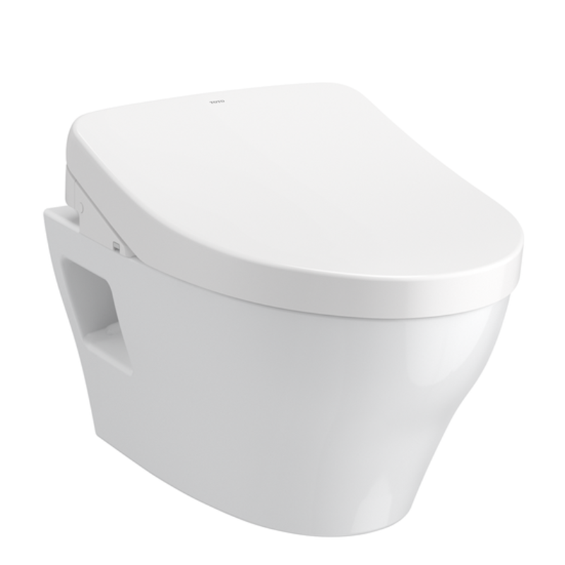 TOTO EP Elongated 0.9 gpf & 1.28 gpf Wall-Hung Toilet with Washlet in Cotton White