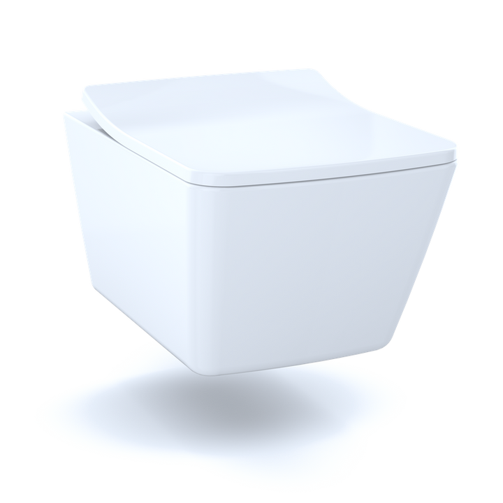 TOTO SP Square 0.9 gpf & 1.28 gpf Dual-Flush Wall-Hung Universal Height Toilet in Cotton White