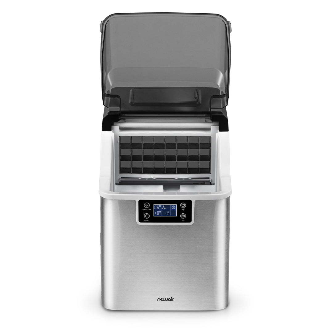 Newair Countertop Clear Ice Maker, 45 lbs. of Ice a Day with FrozenFallTM Technology, Custom Ice Thickness Settings, 1-Gallon Water Bottle Dispenser, 24-Hour Timer, Automatic Self-Cleaning Function, BPA-Free Parts and Oversized Ice Viewing Window