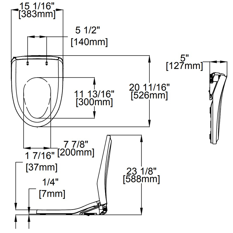 TOTO Washlet S550e Elongated Electronic Classic Bidet Seat in Cotton White