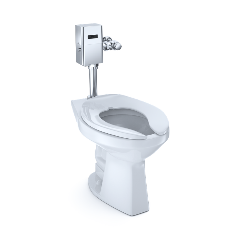 TOTO Commercial Flushometer Elongated Bowl Floor-Mounted Toilet, CeFiONtect Ceramic Glaze Available, 1.0/1.28/1.6 GPF - CT705UN