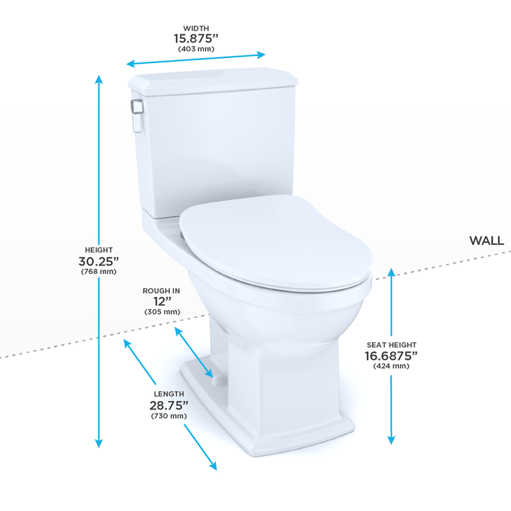 TOTO Connelly Elongated 0.9 gpf 1.28 gpf Two-Piece Toilet in Cotton White