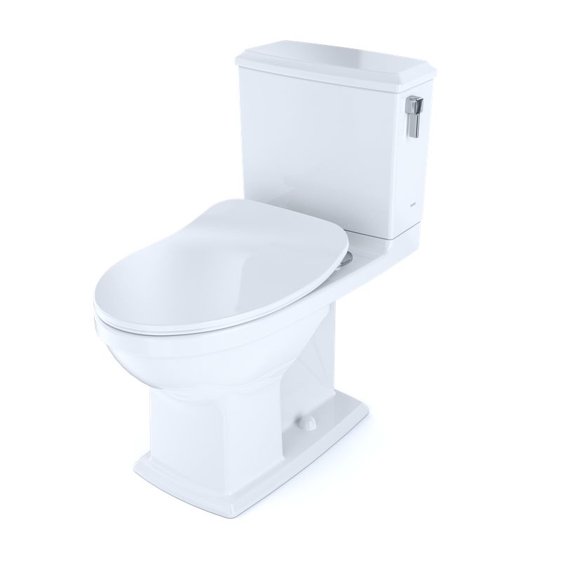TOTO Connelly Elongated 0.9 gpf 1.28 gpf Right Hand Lever Two-Piece Toilet in Cotton White