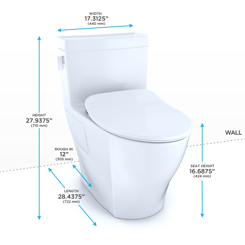 TOTO Legato Elongated One-Piece Toilet with Slim Seat in Cotton White