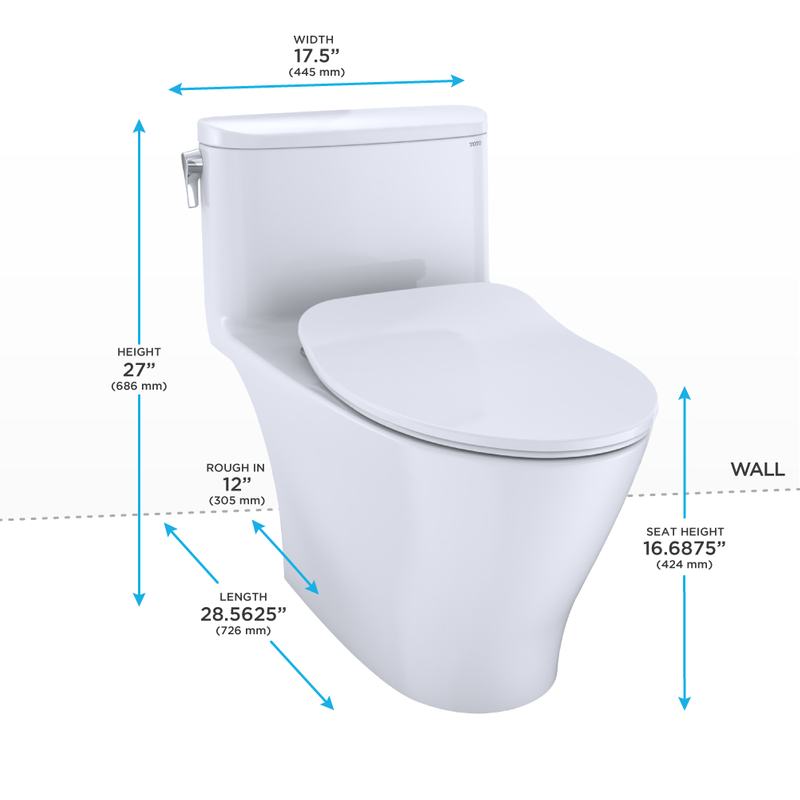 TOTO Nexus Elongated 1.0 gpf One-Piece Toilet with Slim Seat in Cotton White