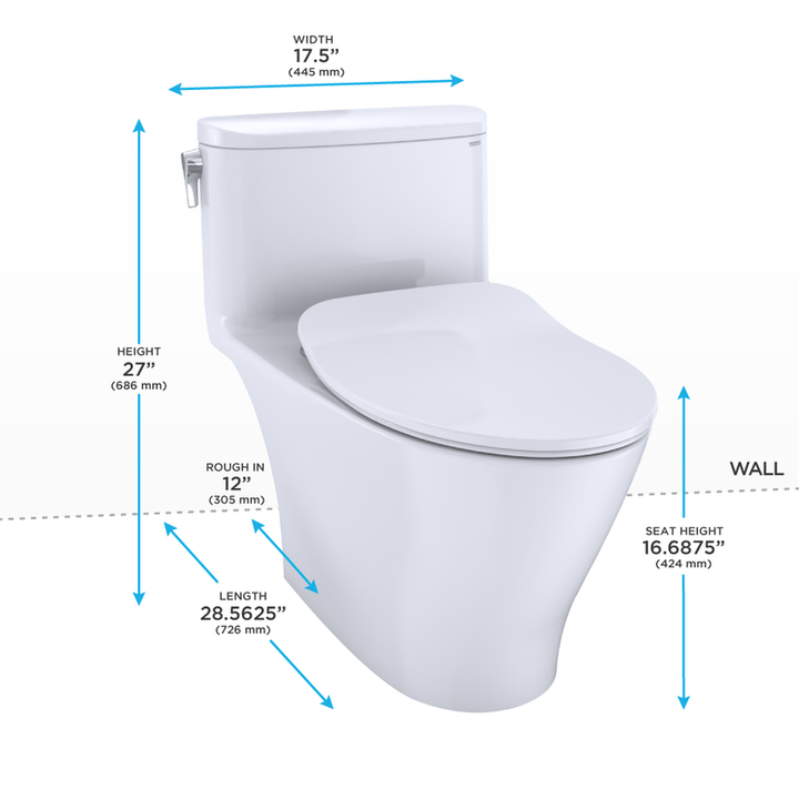 TOTO Nexus Elongated 1.0 gpf One-Piece Toilet with Slim Seat in Cotton White