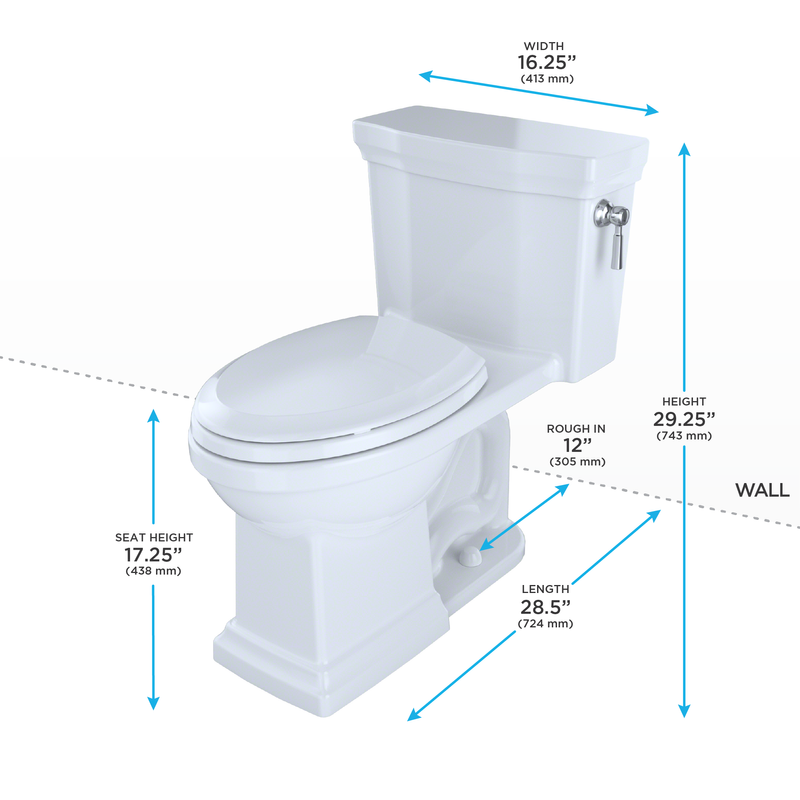 TOTO Promenade II Elongated 1.0 gpf Right Hand Lever One-Piece Toilet in Cotton White