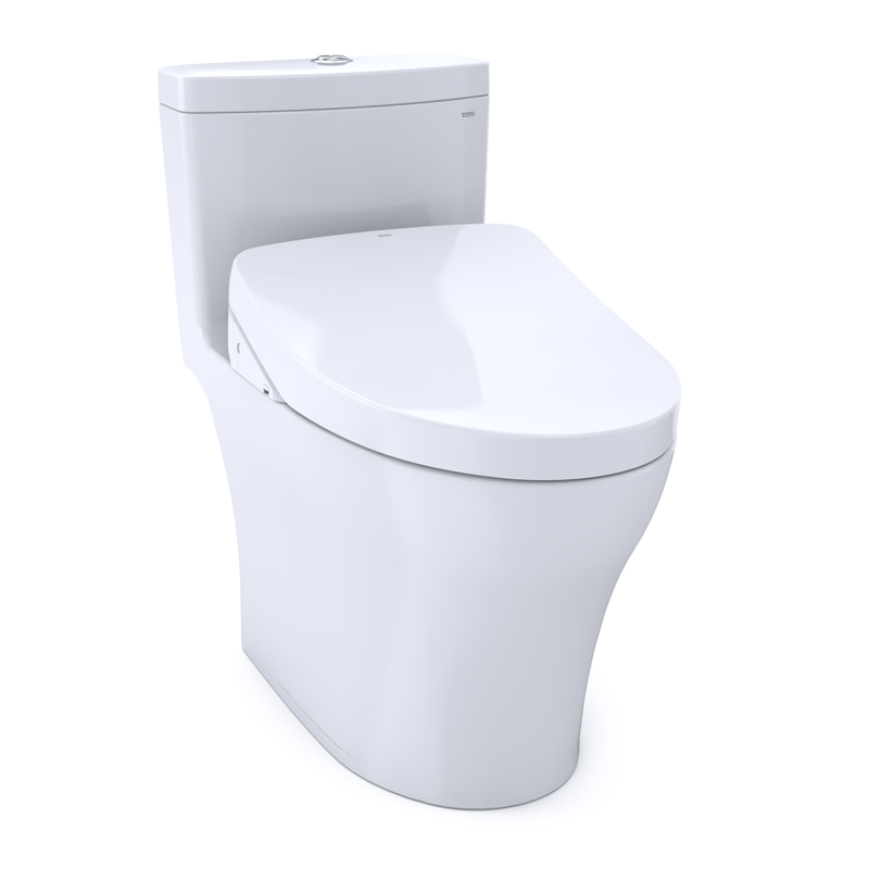 TOTO Aquia IV Elongated Bowl, Washlet+ S500E Dual-Flush One-Piece Toilet, 1.28 & 0.8 GPF, Universal Height - MW6463046CEMFG