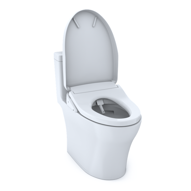 TOTO Aquia IV Elongated Bowl, Washlet+ S500E Dual-Flush One-Piece Toilet, 1.28 & 0.8 GPF, Universal Height - MW6463046CEMFG