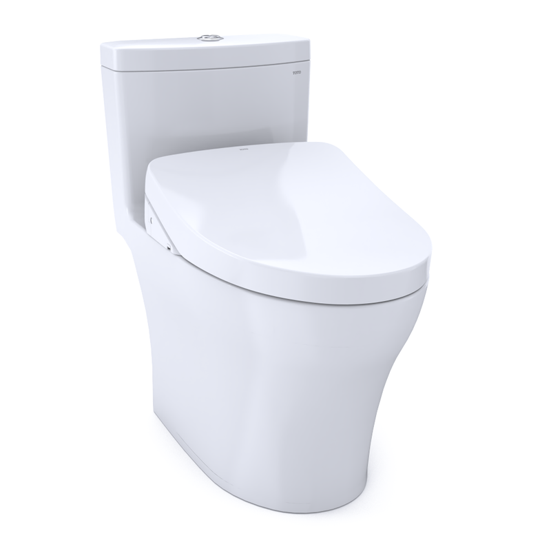 TOTO Aquia IV Elongated Bowl, Washlet+ S500E Dual-Flush One-Piece Toilet, 1.28 & 0.8 GPF, Universal Height - MW6463056CEMFG