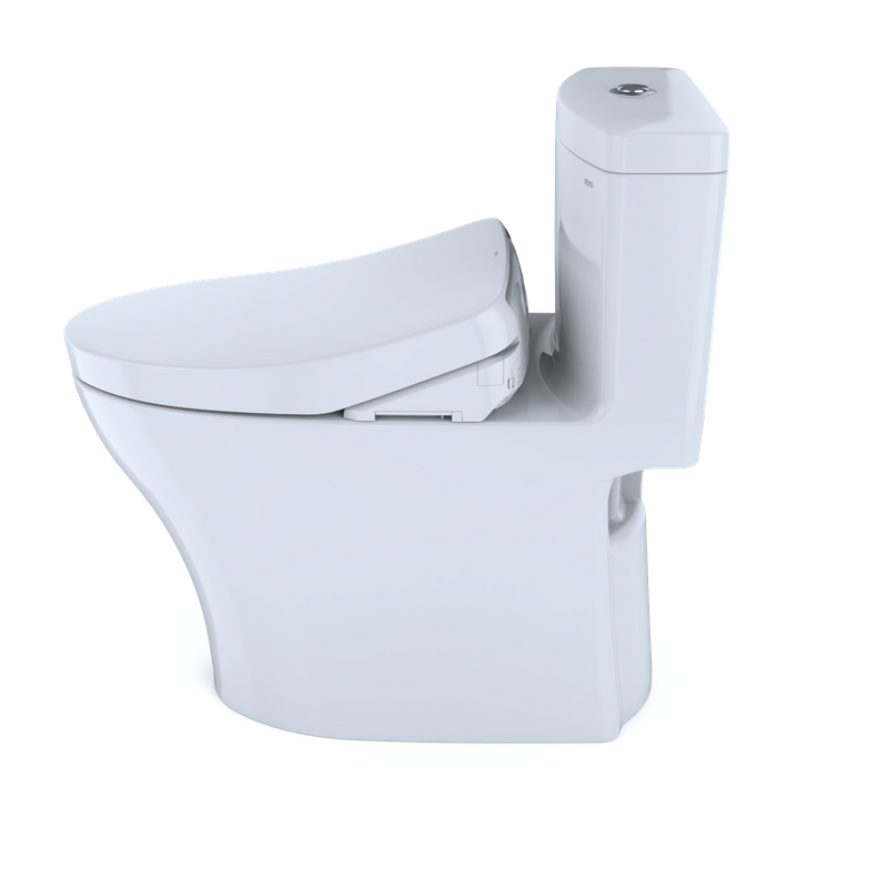 TOTO Aquia IV Elongated Bowl, Washlet+ S500E Dual-Flush One-Piece Toilet, 1.28 & 0.8 GPF, Universal Height - MW6463056CEMFG