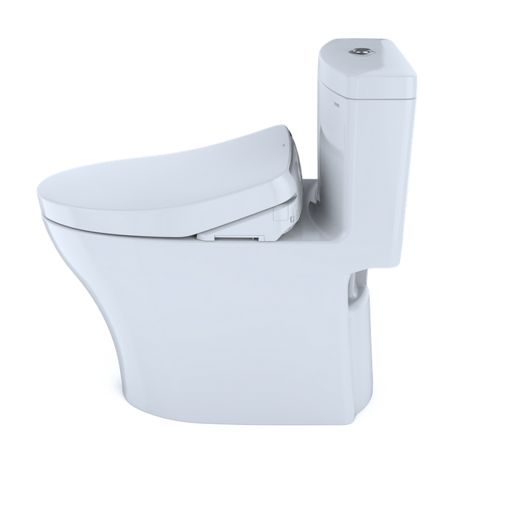 TOTO Aquia IV Elongated Bowl, Washlet+ S500E Dual-Flush One-Piece Toilet, 1.28 & 0.8 GPF, Universal Height - MW6463056CEMFG