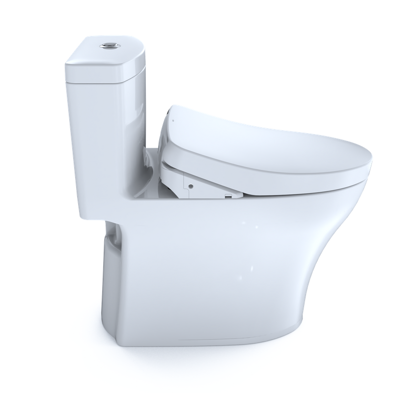 TOTO Aquia IV Elongated Bowl, Washlet+ S500E Dual-Flush One-Piece Toilet, 1.28 & 0.8 GPF, Universal Height - MW6463056CEMFG