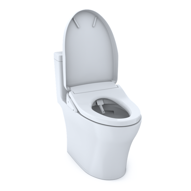 TOTO Aquia IV Elongated Bowl, Washlet+ S500E Dual-Flush One-Piece Toilet, 1.28 & 0.8 GPF, Universal Height - MW6463056CEMFG