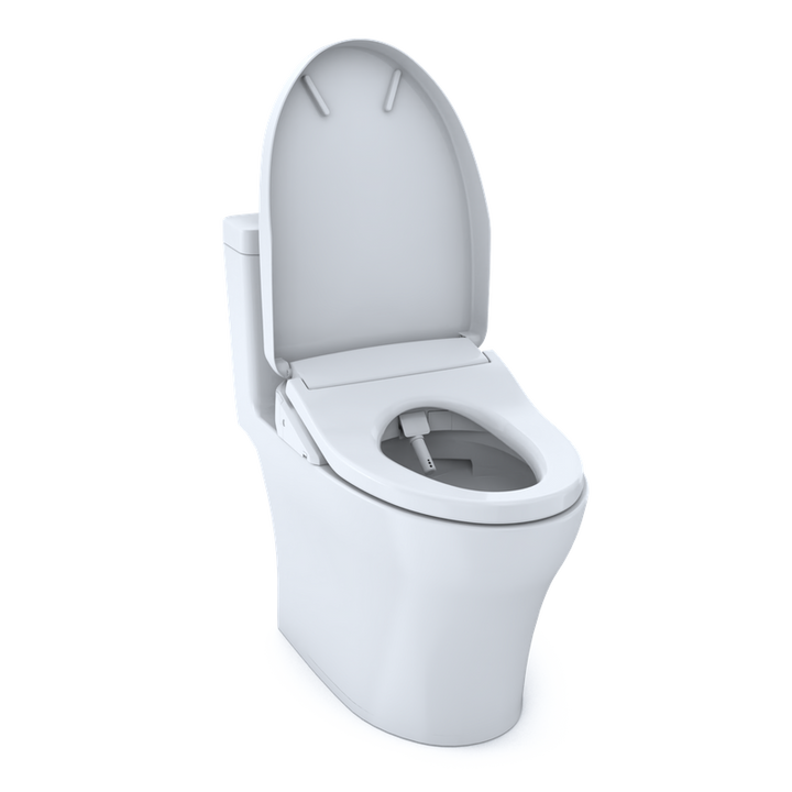 TOTO Aquia IV Elongated Bowl, Washlet+ S500E Dual-Flush One-Piece Toilet, 1.28 & 0.8 GPF, Universal Height - MW6463056CEMFG