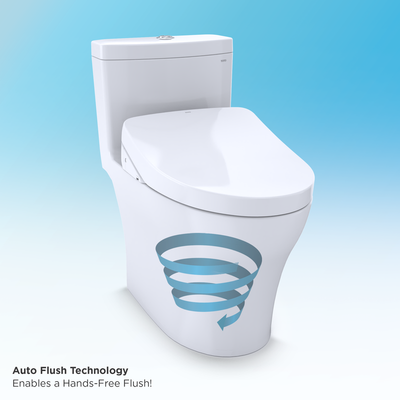 TOTO Aquia IV 1G Elongated Bowl, Washlet+ S500E Dual-Flush One-Piece Toilet, 1.0 & 0.8 GPF, Universal Height - MW6463056CUMFG
