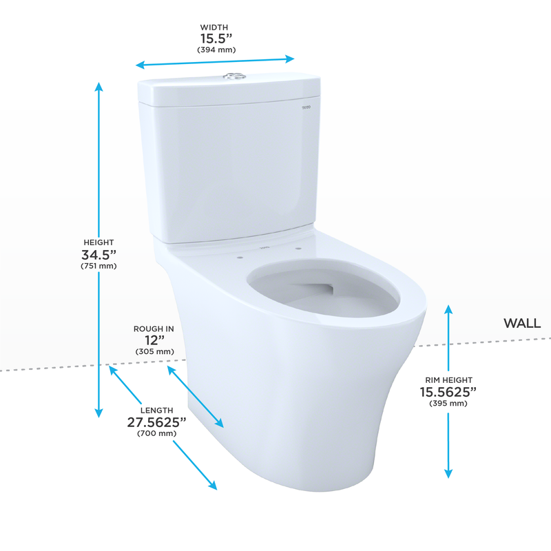 TOTO Aquia IV Elongated Bowl-Less Seat Dual-Flush Two-Piece Toilet, 1.28 & 0.8 GPF - CST446CEMG