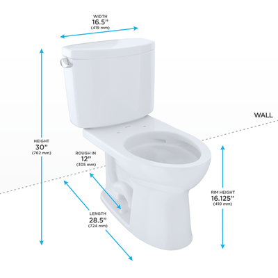 TOTO Drake II Elongated 1.28 gpf Two-Piece Toilet in Cotton White