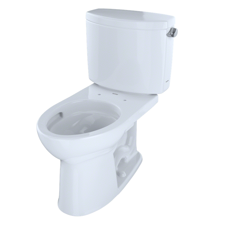 TOTO Drake II Elongated 1.28 gpf Right Hand Lever Two-Piece Toilet in Cotton White