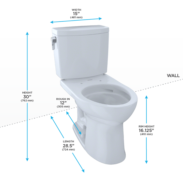 TOTO Drake II Elongated 1 gpf Two-Piece Toilet in Cotton White