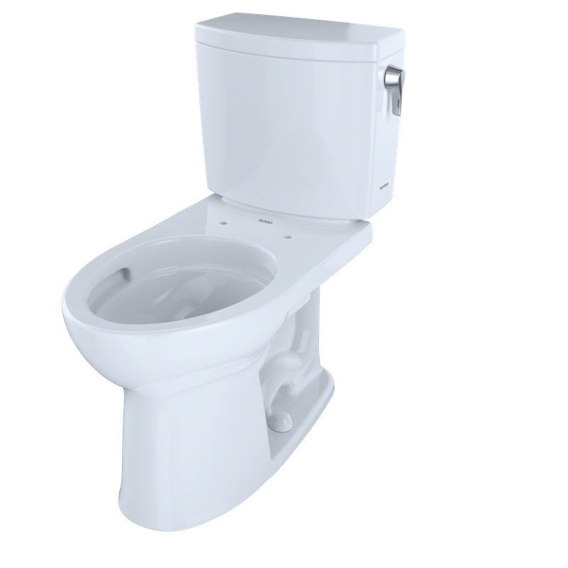 TOTO Drake II Elongated 1 gpf Right Hand Lever Two-Piece Toilet in Cotton White