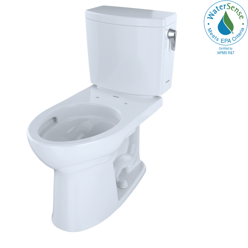 TOTO Drake II Elongated 1 gpf Right Hand Lever Two-Piece Toilet in Cotton White