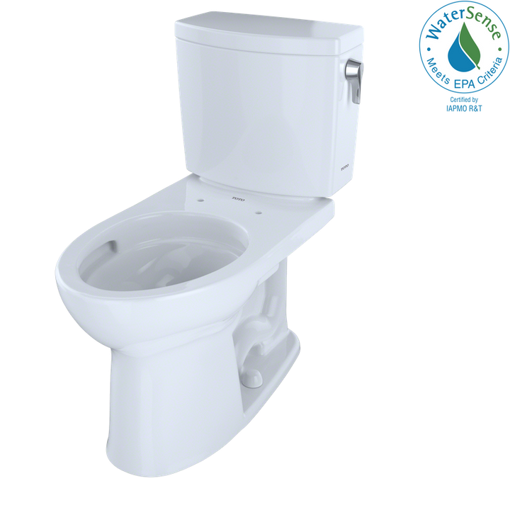 TOTO Drake II Elongated 1 gpf Right Hand Lever Two-Piece Toilet in Cotton White