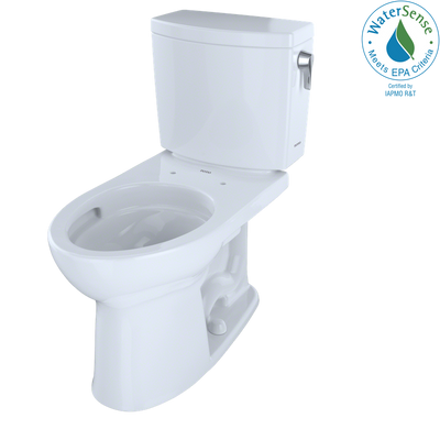 TOTO Drake II Elongated 1 gpf Right Hand Lever Two-Piece Toilet in Cotton White
