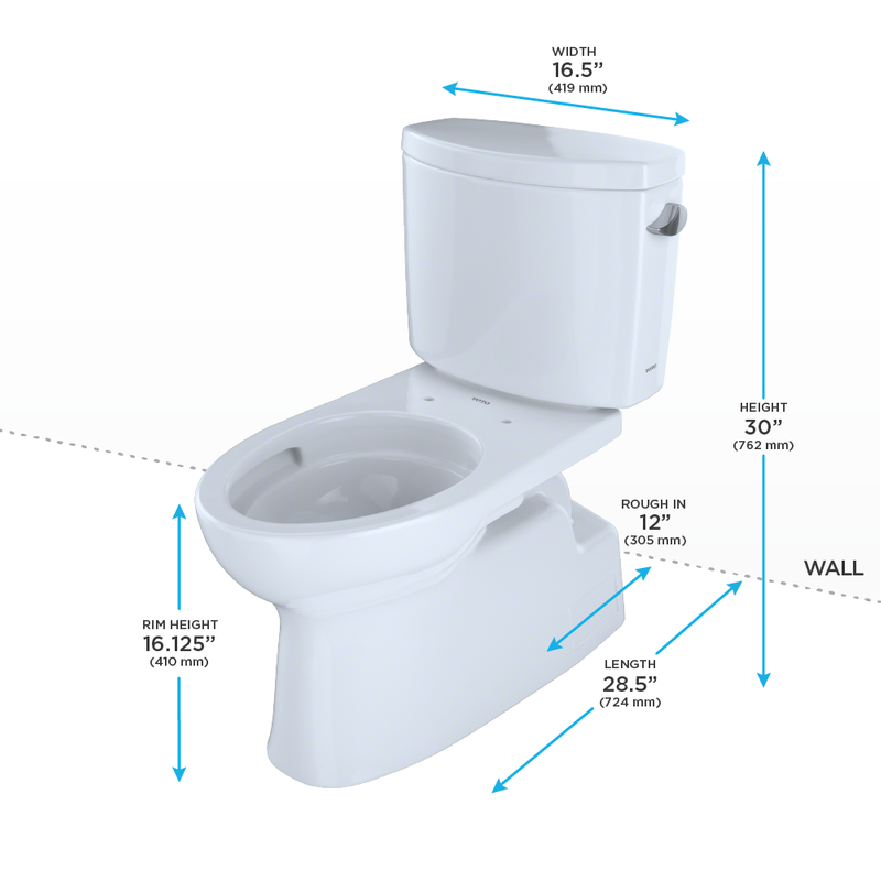 TOTO Vespin II Elongated 1.28 gpf Right Hand Lever Two-Piece Toilet in Cotton White