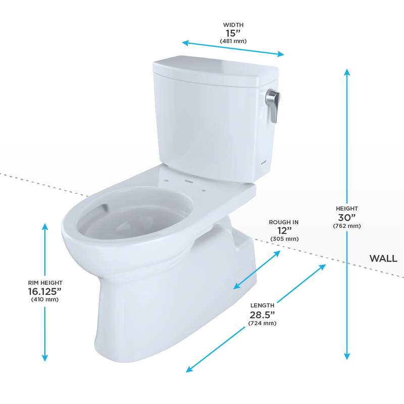 TOTO Vespin II Elongated 1 gpf Right Hand Lever Two-Piece Toilet in Cotton White