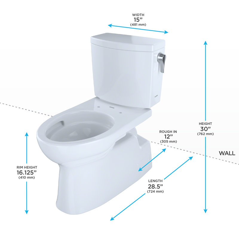 TOTO Vespin II Elongated 1 gpf Right Hand Lever Two-Piece Toilet in Cotton White